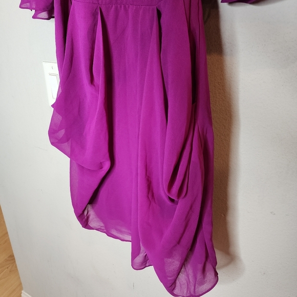 NWT City Chic Magenta Belted Faux Wrap Drape Belted Flutter Sleeve Dress 12 - Picture 12 of 15
